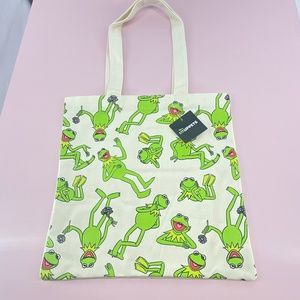 NEW NWT Kermit the Frog Disney Japan Brand Canvas Tote Bag Kawaii